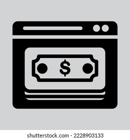 Online payment icon in solid style about browser, use for website mobile app presentation