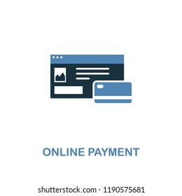 Online Payment icon in two colors. Creative style design from online marketing collection. UX and UI. Pixel perfect online payment icon. For web design, apps, software, printing usage.