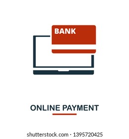 Online Payment icon in two colors. Creative black and red design from e-commerce icons collection. Pixel perfect simple online payment icon for web design, apps, software, print usage.