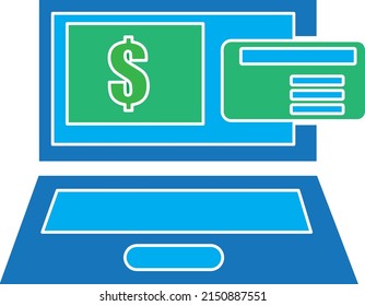 Pago en línea Icono ilustración vectorial en color azul..eps

