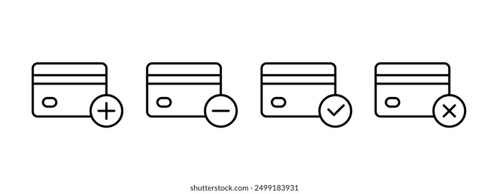 Online payment icon vector set. Outline bank card symbol