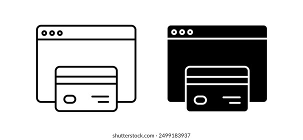Online payment icon vector set. Bank card with browser symbol