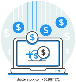 Online Payment - Infographic Icon Elements from Online Services Set. Flat Thin Line Icon Pictogram for Website and Mobile Application Graphics.