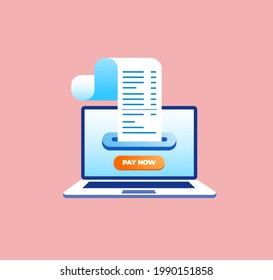 Online payment with laptop. Easy internet transaction. Website illustration vector template 