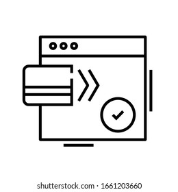 Icono de línea de pago en línea, signo de concepto, ilustración de vector de esquema, símbolo lineal.