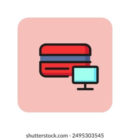 Online payment line icon. Online shopping, credit card account, e-commerce. Vector illustration can be used for topics like banking, finance, internet