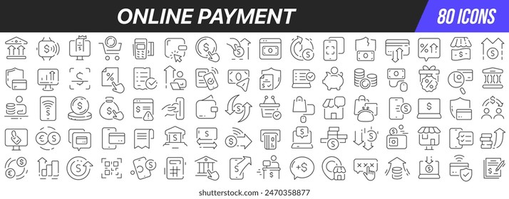 Online payment line icons collection. Big UI icon set in a flat design. Thin outline icons pack. Vector illustration EPS10