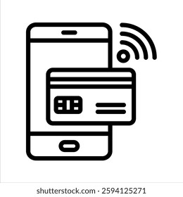 Online Payment Line Vector Illustration On White Background.