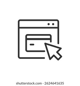 Online payment, linear icon. Click to pay on web. Line with editable stroke.