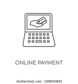 Online payment linear icon. Online payment concept stroke symbol design. Thin graphic elements vector illustration, outline pattern on a white background, eps 10.