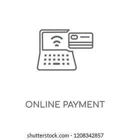Online payment linear icon. Online payment concept stroke symbol design. Thin graphic elements vector illustration, outline pattern on a white background, eps 10.