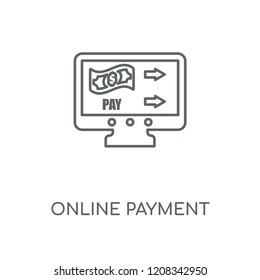 Online payment linear icon. Online payment concept stroke symbol design. Thin graphic elements vector illustration, outline pattern on a white background, eps 10.