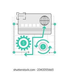 Online payment method. Banking card transfer, wireless payment vector illustration