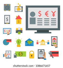 Online payment methods confirmed finance paying mobile banking workplace vector illustration in flat style.