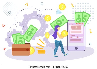 Online payment methods flat design vector illustration concepts. The internet store, online shop, web buying and paying. Electronic bill, sms notification, payment system accetss