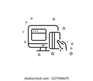 Online Payment methods line icon. Web money sign. Credit card symbol. Geometric shapes. Random cross elements. Linear Online payment icon design. Vector