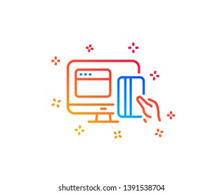 Online Payment methods line icon. Web money sign. Credit card symbol. Gradient design elements. Linear online payment icon. Random shapes. Vector