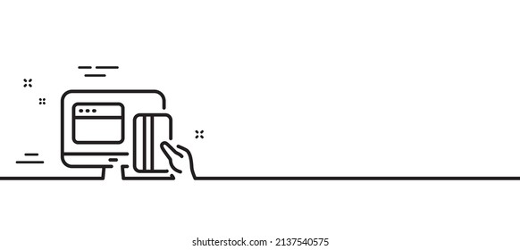 Online Payment methods line icon. Web money sign. Credit card symbol. Minimal line illustration background. Online payment line icon pattern banner. White web template concept. Vector