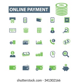 online payment, money, banking  icons, signs vector concept set for infographics, mobile, website, application
