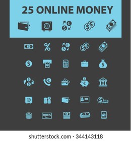 online payment, money, banking  icons, signs vector concept set for infographics, mobile, website, application
