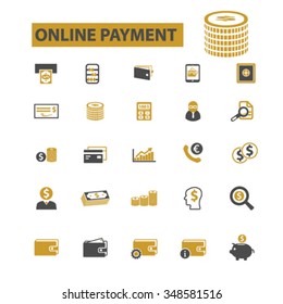 online payment, money, banking  icons, signs vector concept set for infographics, mobile, website, application