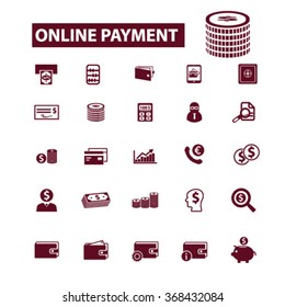 online payment, money, banking  icons, signs vector concept set for infographics, mobile, website, application
