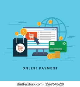 Online payment money transfer concept.