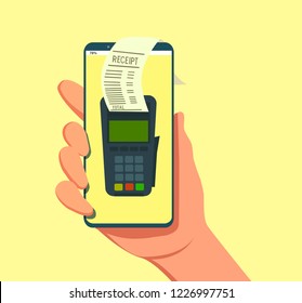 Online payment on computer vector illustration, flat cartoon big pay bill tax via credit card and laptop pc concept. Vector stock illustration.