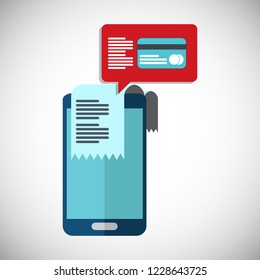 Online payment on computer vector illustration, flat cartoon big pay bill tax via credit card and smartphone concept