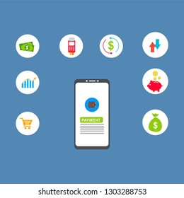 Online payment on computer vector illustration, flat cartoon big pay bill tax via credit card and smartphone concept, financial accounting, electronic payment notification with digital receipt
