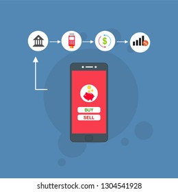 Online payment on computer vector illustration, flat cartoon big pay bill tax via credit card and smartphone concept, financial accounting, electronic payment notification with digital receipt