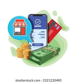 Online Payment on Smartphone Vector Illustration 