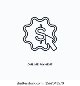 online payment outline icon. Simple linear element illustration. Isolated line online payment icon on white background. Thin stroke sign can be used for web, mobile and UI.