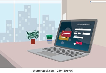 Online payment platform for seamless money transfers and gateway payments over the internet. Vector illustration.