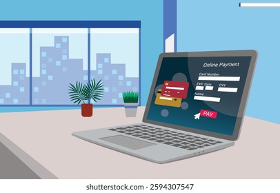 Online payment platform for seamless money transfers gateway payments over the internet. Vector illustration.