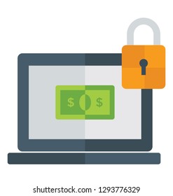 Online payment protection flat icon design 