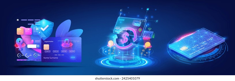 Online payment, protection, security. Can be used for a web banner. Secure payment, payment protection concepts. Online shopping security. Conceptual banner. Vector illustration