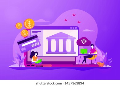 Online payment protection system. Secure bank transaction. Open banking platform, online banking system, finance digital transformation concept. Vector isolated concept creative illustration