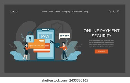 Online Payment Security concept. Illustrates robust cyber protection measures during financial transactions to ensure consumer trust. Flat vector illustration