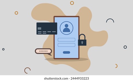 Online payment security transaction, internet banking. Digital technology transfer pay and digital money concept. Vector illustration.