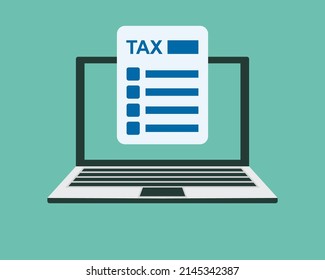 Online payment service. Invoice form on the laptop screen with a pay button. Internet banking concept. Online paying, bookkeeping, accounting. Vector illustration isolated