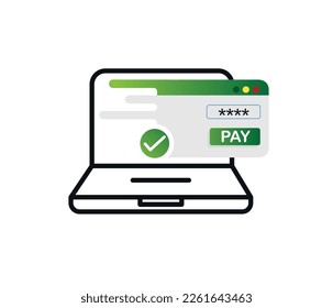 online payment. online shopping. password and computer screen vector.
