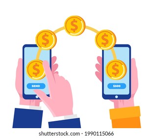 Pago en línea con smartphone. Pago por teléfono. Plantilla vectorial de ilustración de sitio web 