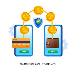Online payment with smartphone. Pay by phone concept. Website illustration vector template 