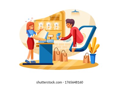 Online payment system. Vector Illustration Concept.