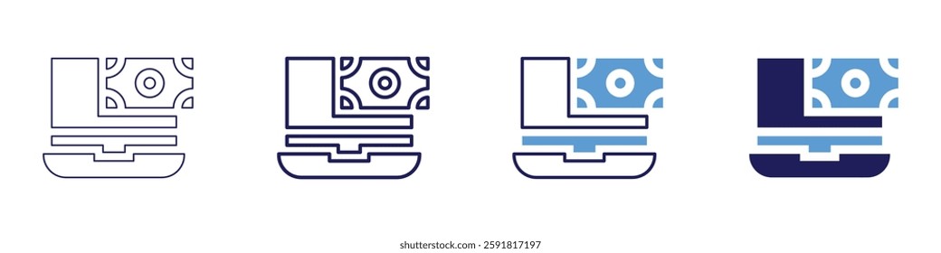 Online payment systems icon in 4 different styles. Thin Line, Line, Bold Line, Duotone. Duotone style. Editable stroke.