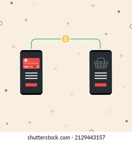 Online payment, Use smartphone transfer money, shopping online concept. 