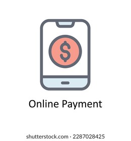 Online Payment Vector  Fill outline Icons. Simple stock illustration stock