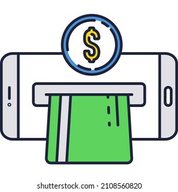Online payment vector icon pay via phone by card. Digital money and smartphone, bank credit transaction service