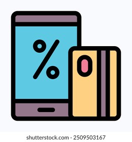 Online Payment Vector Icon, Smartphone, Mobile, Credit Card, Payment Method Icon. Isolated Lineal Color Vector Icon.